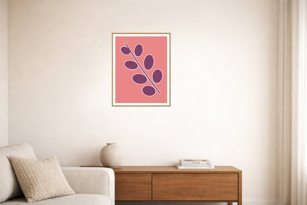 Pink Eucalyptus  Painterly Wall Art Print — Living room lifestyle