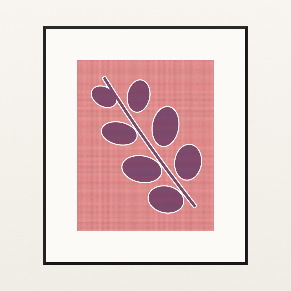 Pink Eucalyptus  Painterly Wall Art Print — Black gallery mat