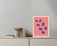 Pink Eucalyptus  Painterly Wall Art Print — Grey wall with bowl