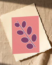 Pink Eucalyptus  Painterly Wall Art Print — Paper/edge detail