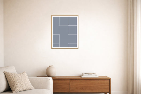 Platinum Silver Geometric – Premium Geometric Wall Art Print — Living room lifestyle