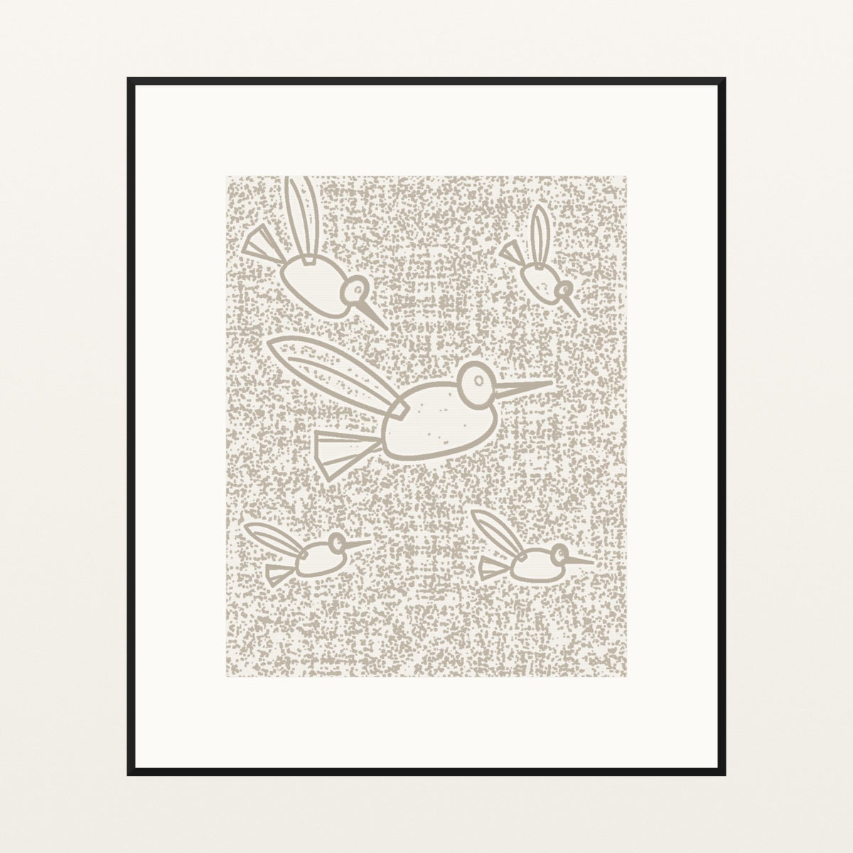Raw Plaster Hummingbird Motif – Limited Edition Motif Art Print — Black gallery mat