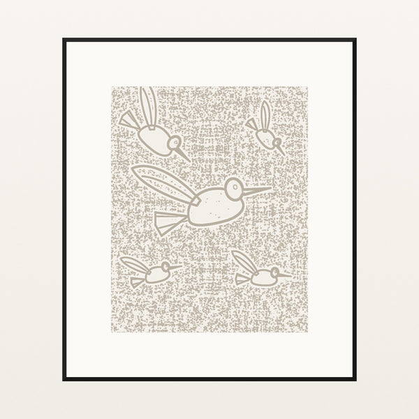 Raw Plaster Hummingbird Motif – Limited Edition Motif Art Print — Black gallery mat