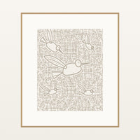 Raw Plaster Hummingbird Motif – Limited Edition Motif Art Print — Natural gallery mat