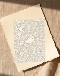 Raw Plaster Hummingbird Motif – Limited Edition Motif Art Print — Paper/edge detail