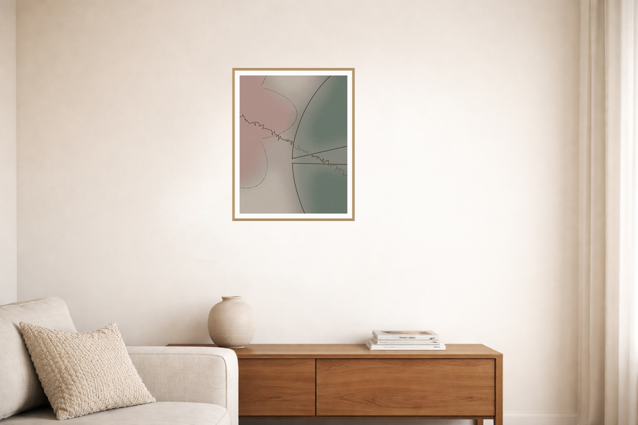 Mid-Century Muted Line Art Print — room scene