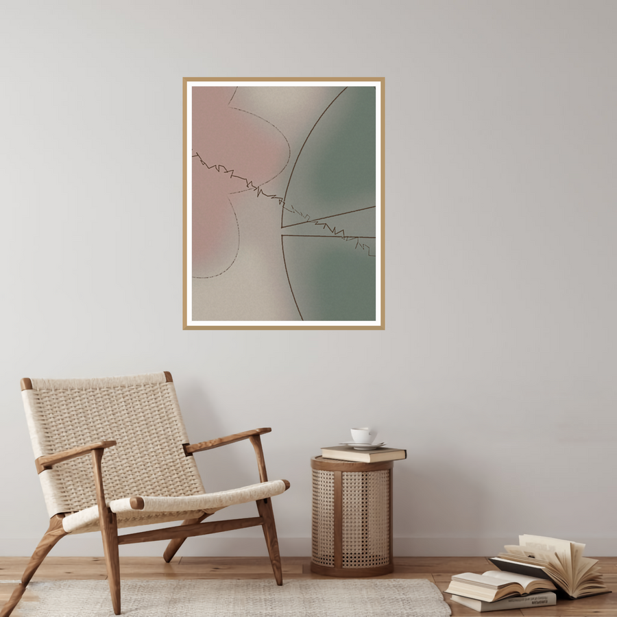 Mid-Century Muted Line Art Print — room scene
