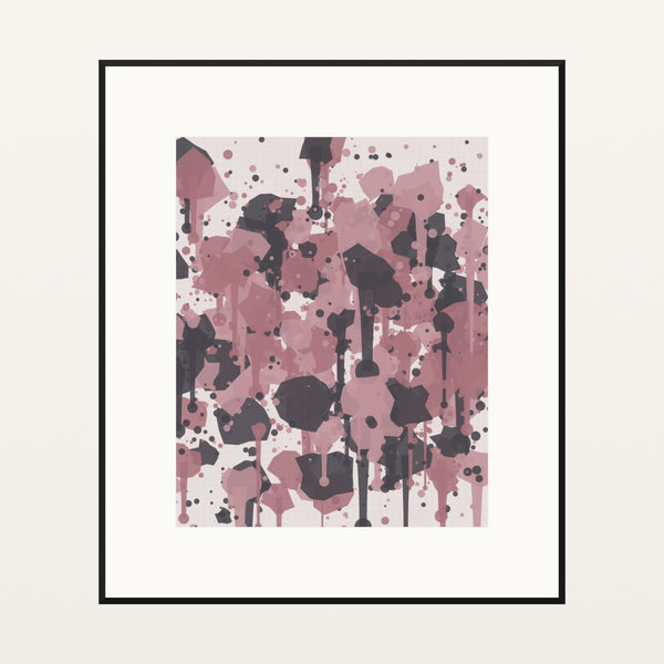 Rose Graphite Paint Splatter – Signed 50-Edition Giclée Print for Gallery Walls — Black gallery mat