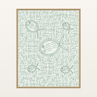 Sage Wash Fish Motif – Limited Edition Motif Art Print — Floating natural frame