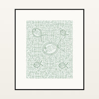 Sage Wash Fish Motif – Limited Edition Motif Art Print — Black gallery mat