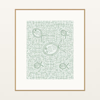 Sage Wash Fish Motif – Limited Edition Motif Art Print — Natural gallery mat