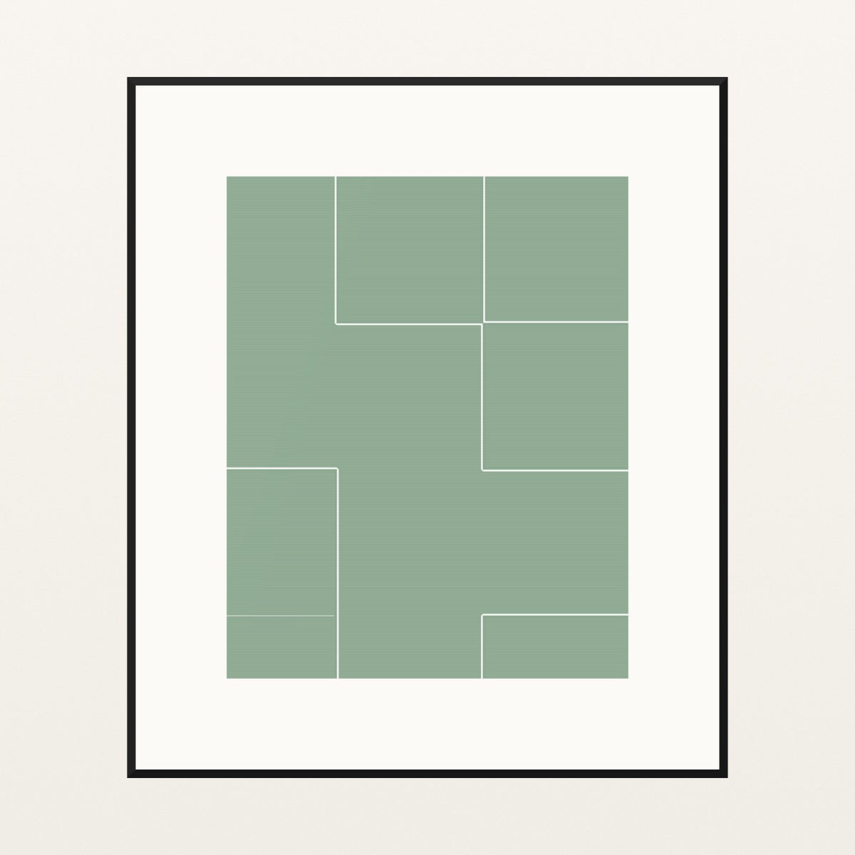 Sage Wash Geometric – Premium Geometric Wall Art Print — Black gallery mat