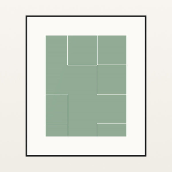 Sage Wash Geometric – Premium Geometric Wall Art Print — Black gallery mat