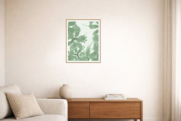 Sage Wash Ombré Gradient – Premium Ombré Gradient Wall Art Print — Living room lifestyle
