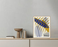 Sapphire Ink Ombré Gradient – Signed 50-Edition Giclée Print for Gallery Walls — Grey wall with bowl