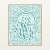 Seafoam Jellyfish Wash Motif – Limited Edition Motif Art Print — Floating natural frame