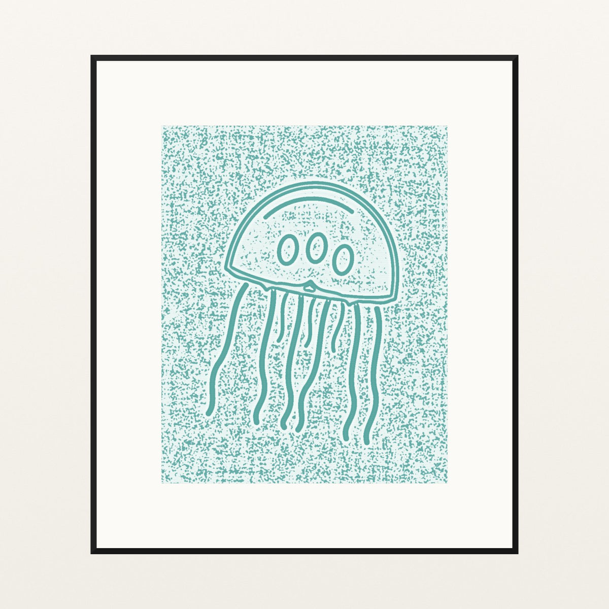 Seafoam Jellyfish Wash Motif – Limited Edition Motif Art Print — Black gallery mat