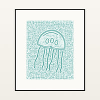Seafoam Jellyfish Wash Motif – Limited Edition Motif Art Print — Black gallery mat