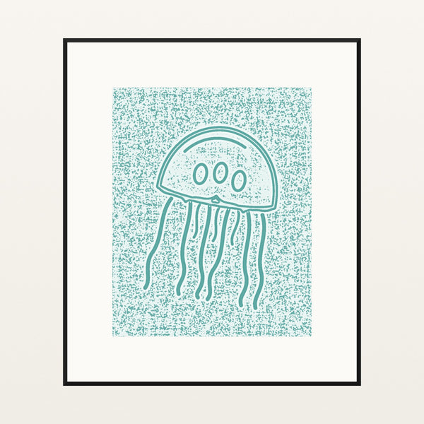Seafoam Jellyfish Wash Motif – Limited Edition Motif Art Print — Black gallery mat