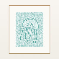 Seafoam Jellyfish Wash Motif – Limited Edition Motif Art Print — Natural gallery mat