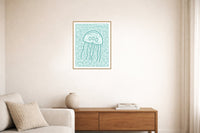 Seafoam Jellyfish Wash Motif – Limited Edition Motif Art Print — Living room lifestyle