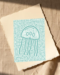 Seafoam Jellyfish Wash Motif – Limited Edition Motif Art Print — Paper/edge detail