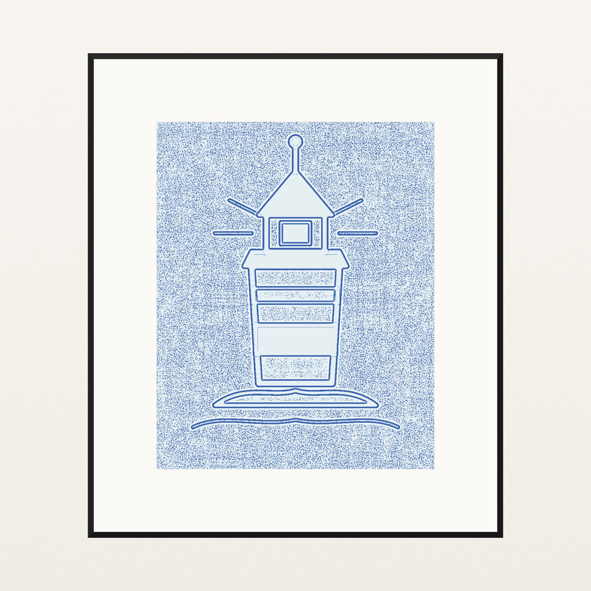 Seafoam Wash Lighthouse Motif – Limited Edition Motif Art Print — Black gallery mat