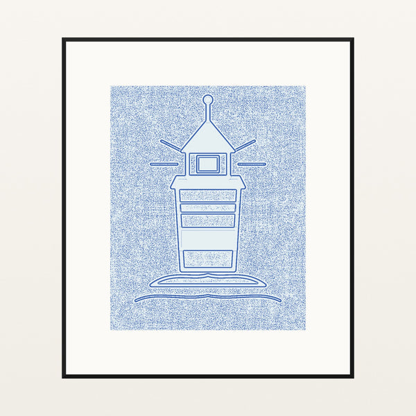 Seafoam Wash Lighthouse Motif – Limited Edition Motif Art Print — Black gallery mat