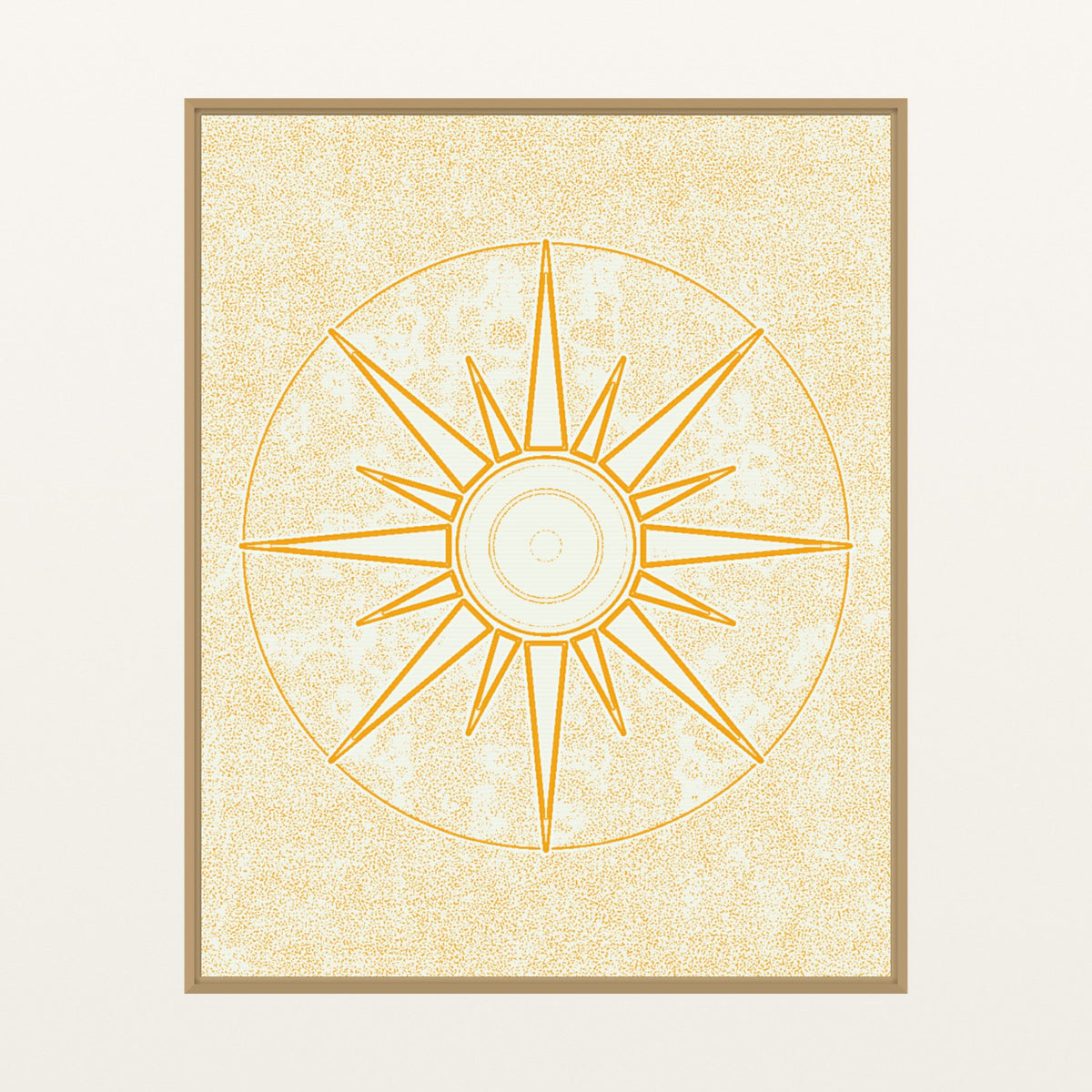 Seafoam Wash Sunburst Motif – Limited Edition Motif Art Print — Floating natural frame