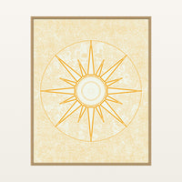 Seafoam Wash Sunburst Motif – Limited Edition Motif Art Print — Floating natural frame