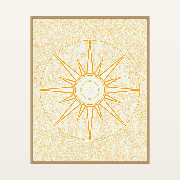 Seafoam Wash Sunburst Motif – Limited Edition Motif Art Print — Floating natural frame