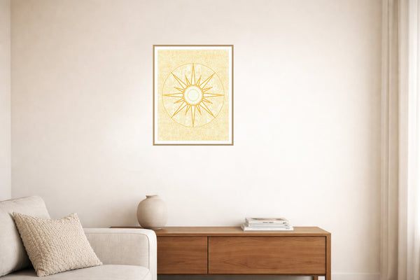 Seafoam Wash Sunburst Motif – Limited Edition Motif Art Print — Living room lifestyle