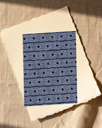 Shibori Indigo Ikat Weave – Limited Edition Ikat Weave Art Print — Paper/edge detail