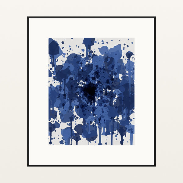 Shibori Indigo Paint Splatter – Signed 50-Edition Giclée Print for Gallery Walls — Black gallery mat