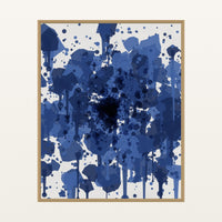 Shibori Indigo Paint Splatter – Signed 50-Edition Giclée Print for Gallery Walls — Floating natural frame