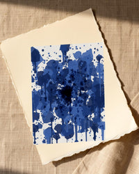 Shibori Indigo Paint Splatter – Signed 50-Edition Giclée Print for Gallery Walls — Paper/edge detail