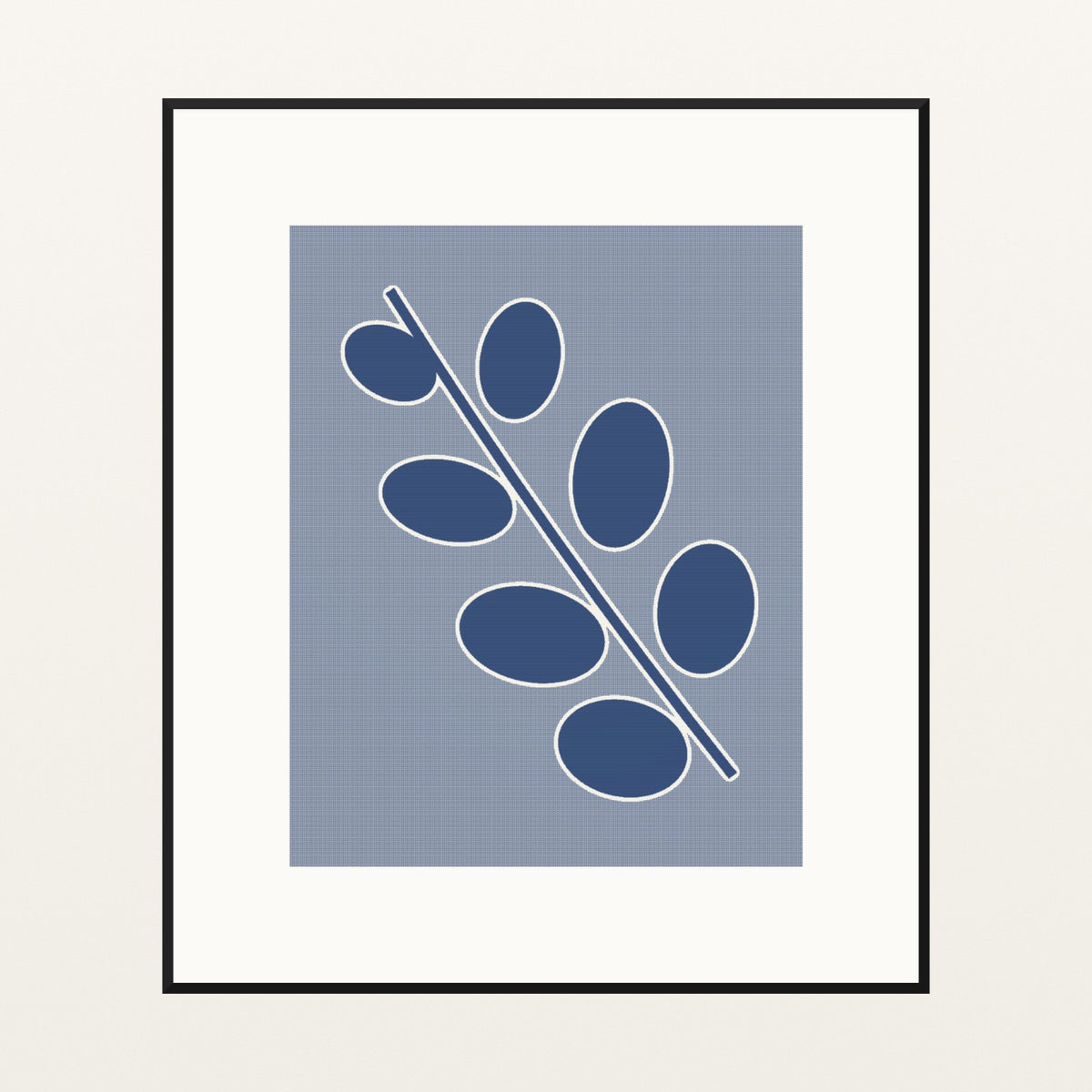 Shibori Indigo Painterly – Premium Painterly Wall Art Print — Black gallery mat
