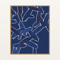Shibori Indigo Tropical – Signed 50-Edition Giclée Print for Gallery Walls — Floating natural frame