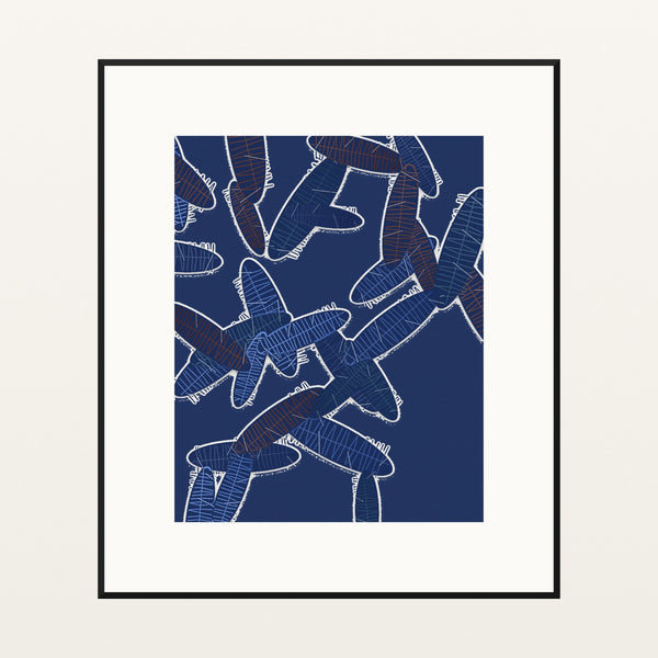 Shibori Indigo Tropical – Signed 50-Edition Giclée Print for Gallery Walls — Black gallery mat