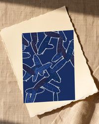 Shibori Indigo Tropical – Signed 50-Edition Giclée Print for Gallery Walls — Paper/edge detail