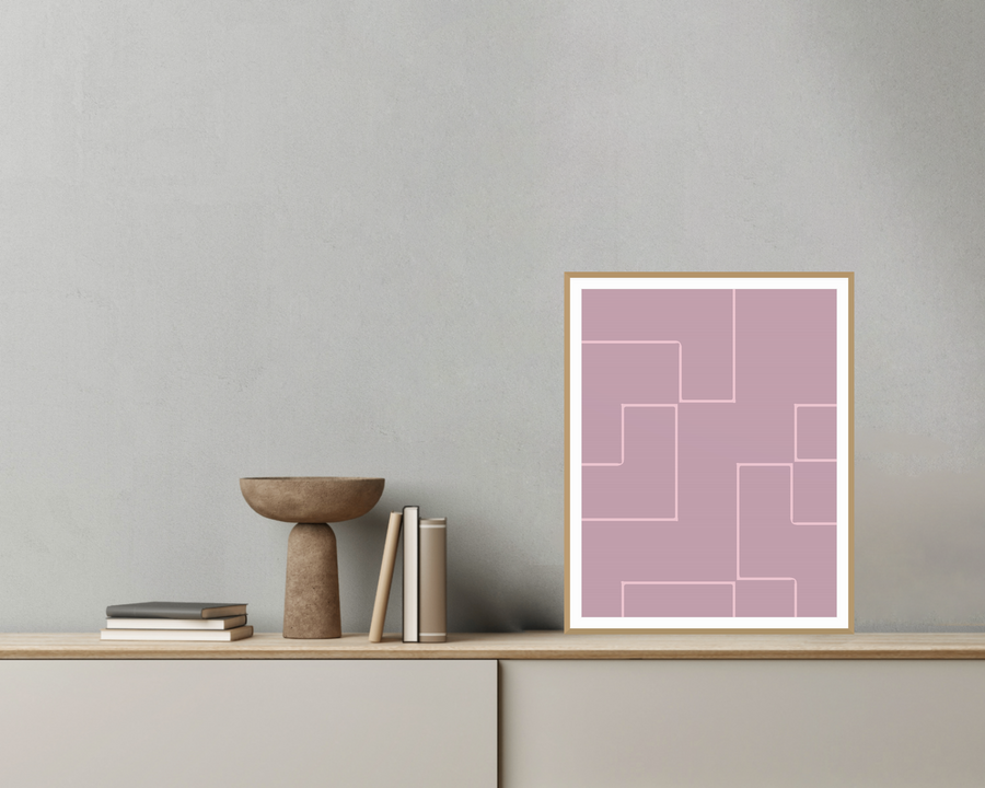 Soft Pastel Geometric Line Wall Art — room scene