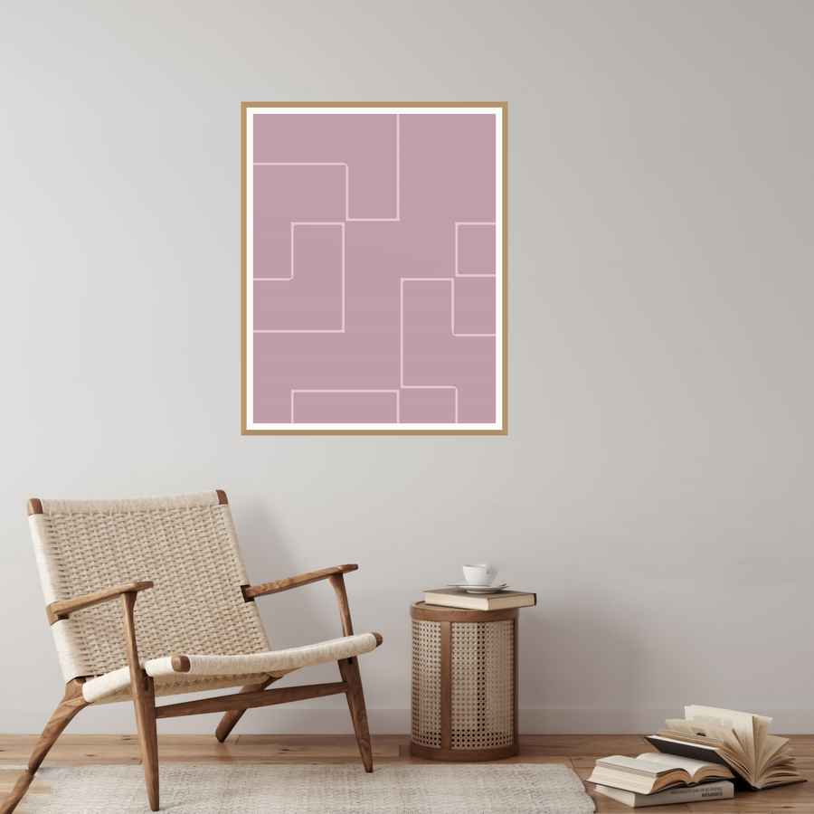Soft Pastel Geometric Line Wall Art — room scene