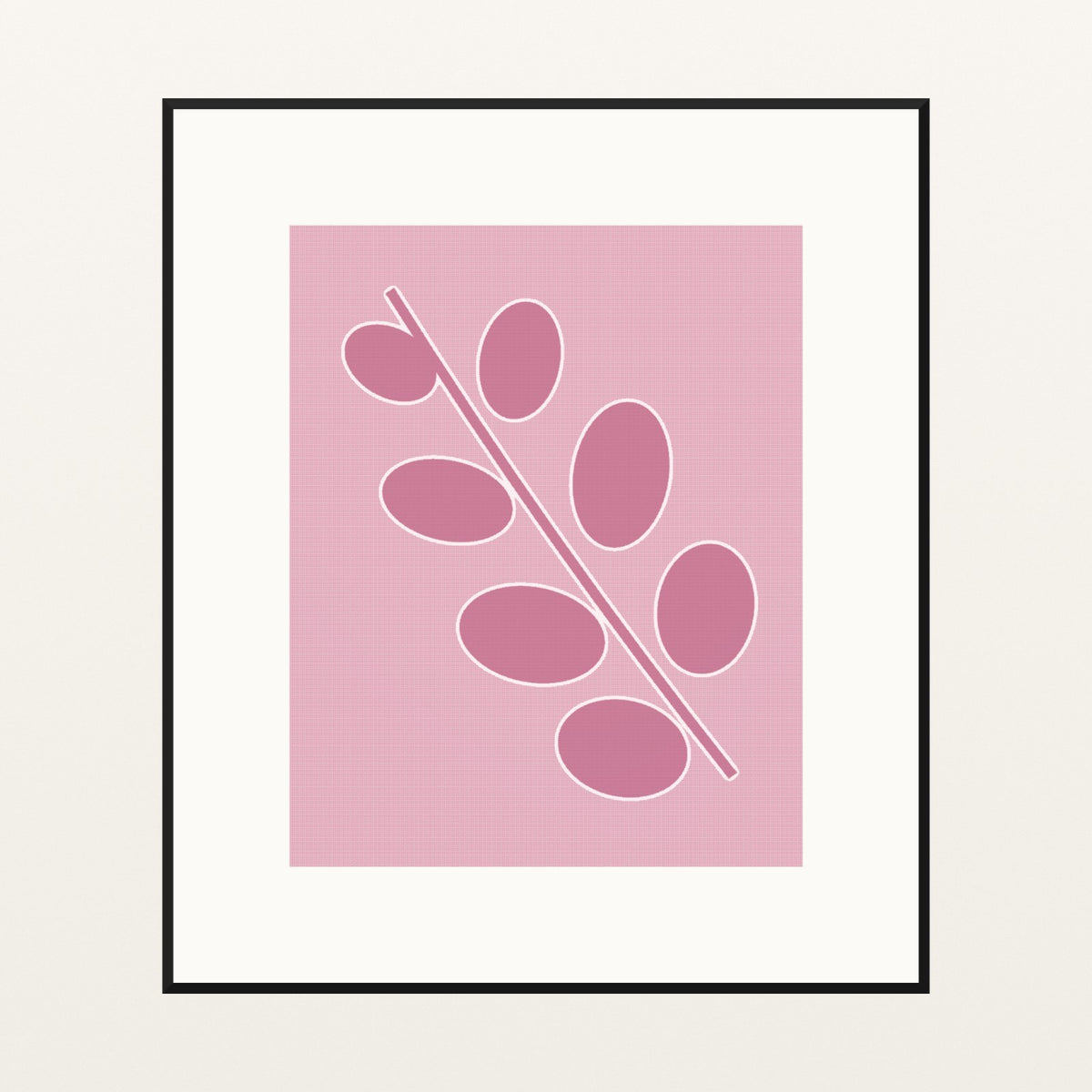 Soft Pastel Eucalyptus Painterly Wall Art Print — Black gallery mat