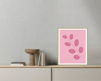 Soft Pastel Eucalyptus Painterly Wall Art Print — Grey wall with bowl