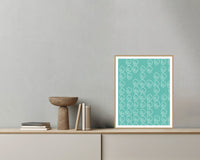 Soft Pastel Paisley – Premium Paisley Wall Art Print — Grey wall with bowl