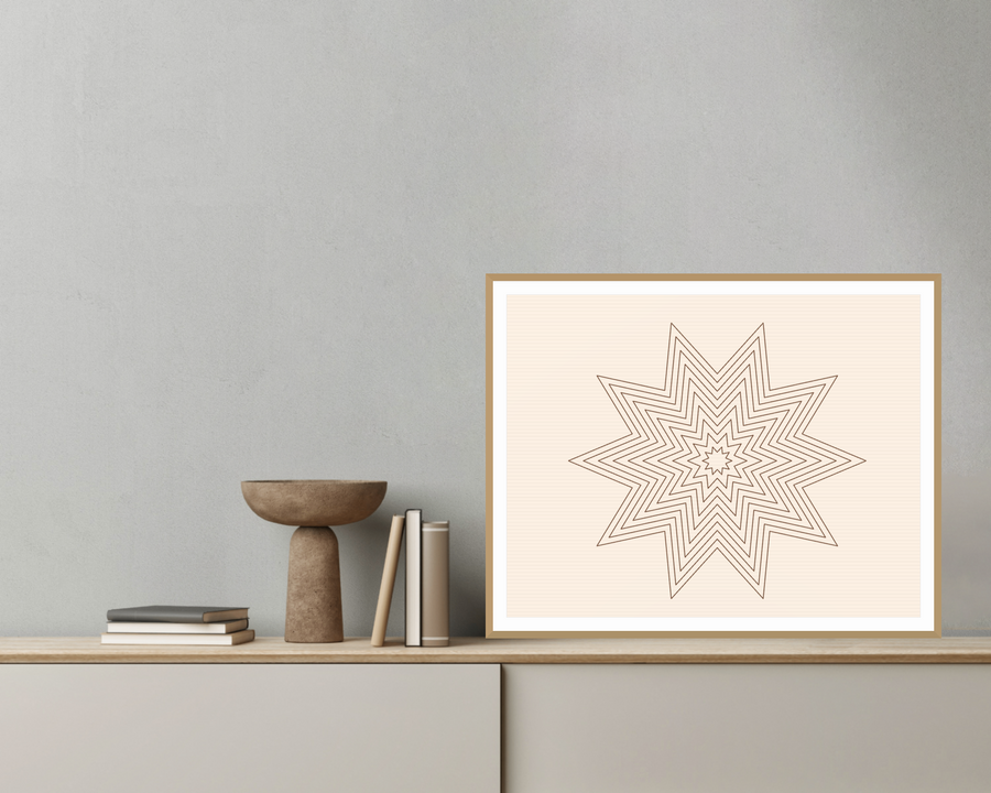 Spiral Warm Earth Abstract Wave Art Print — room scene