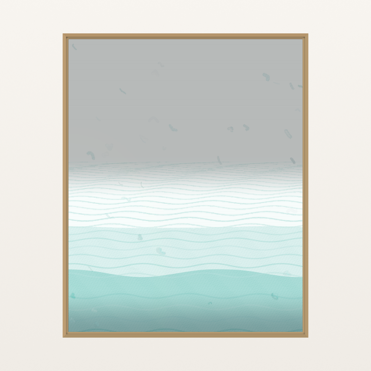 Aqua Mist Horizon-wash Wave-ripple Wall Art