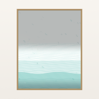 Aqua Mist Horizon-wash Wave-ripple Wall Art
