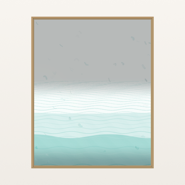 Aqua Mist Horizon-wash Wave-ripple Wall Art