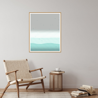 Aqua Mist Horizon-wash Wave-ripple Wall Art